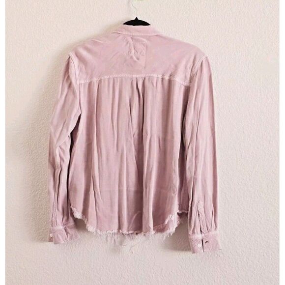 Rails Ingrid Raw Button Up Shirt M Dusty Rose Chambray Long Sleeve Boho Coastal - Picture 6 of 8